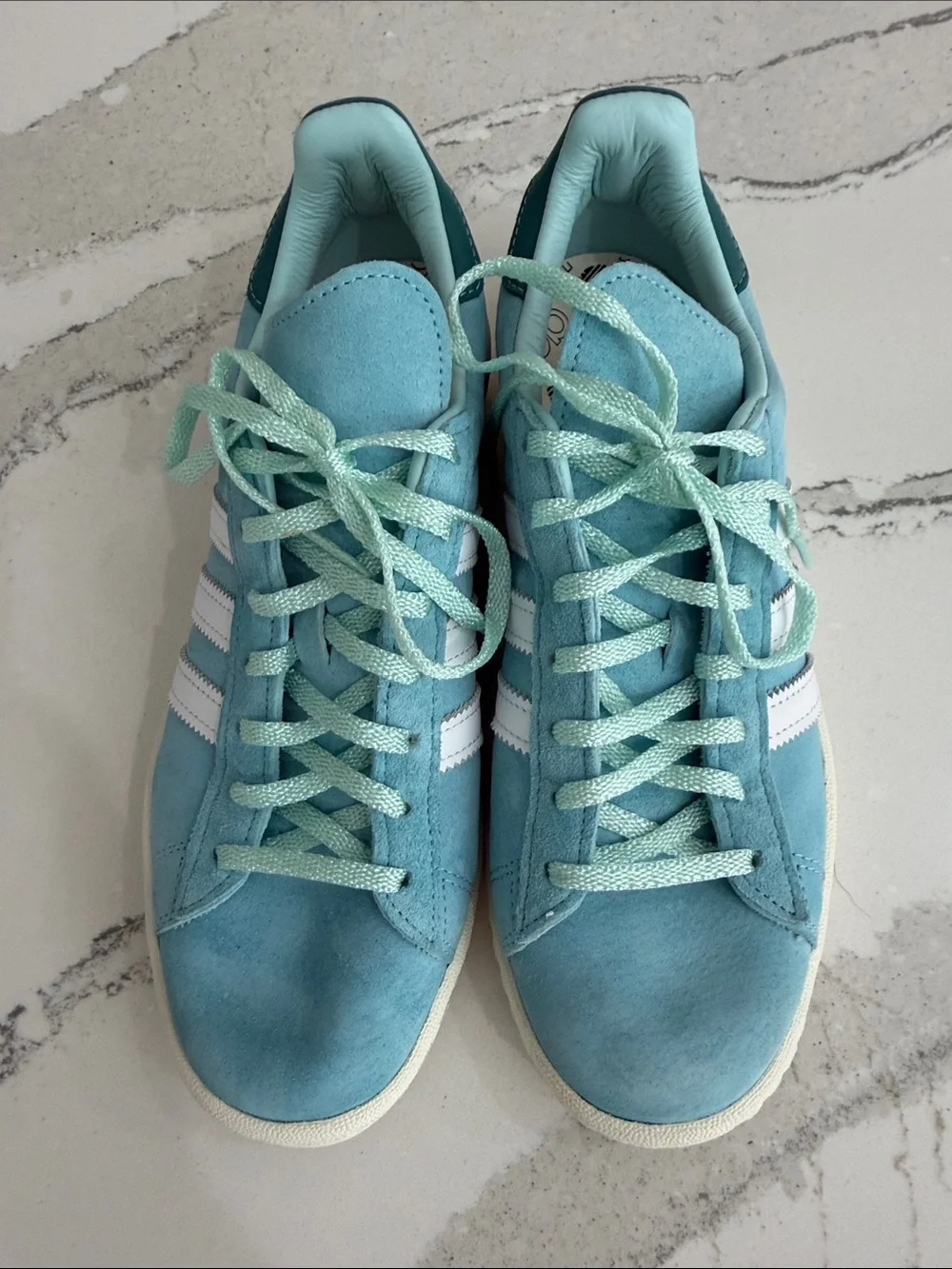 adidas Campus 80s Light Aqua Suede Sneakers with White Stripes- Size: M7|W8.5